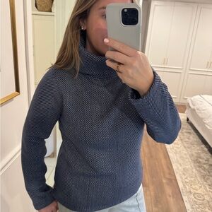 Fleece Lined Navy Houndstooth Sweater J Crew Turtleneck